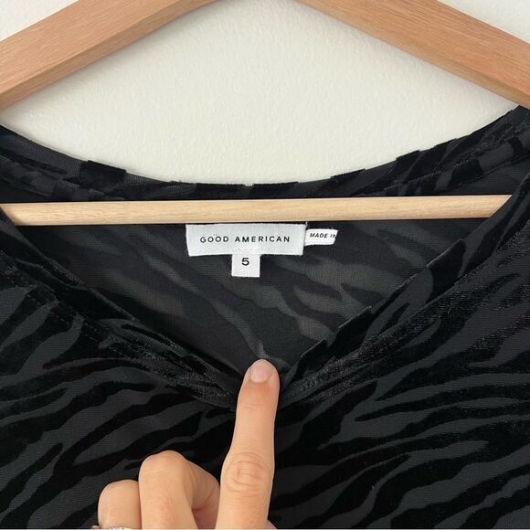 Good American Burnout Zebra Mesh Velvety Bodysuit NEW Size XXL Animal Print - Picture 6 of 12